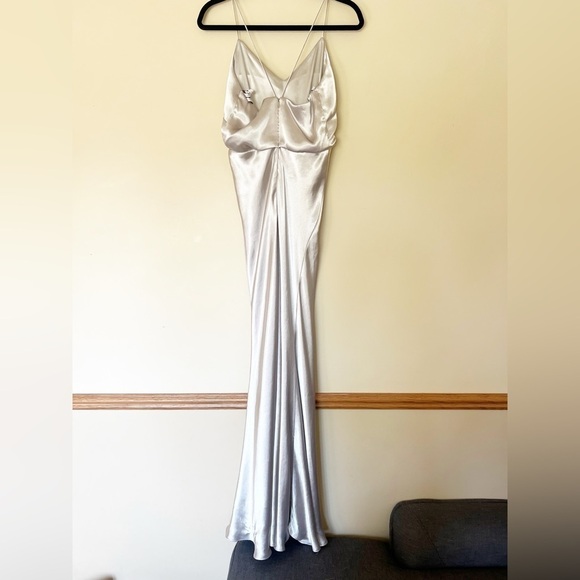 BHLDN exclusive Jenny Yoo Silver Satin Gown - Picture 15 of 15